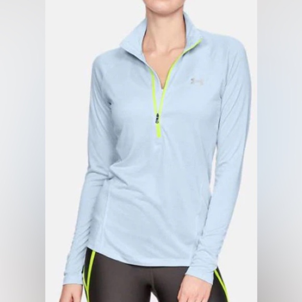 Under‎ Armour HeatGear 1/4 Zip Pullover Light Blue Neon Zip Women’s Medium